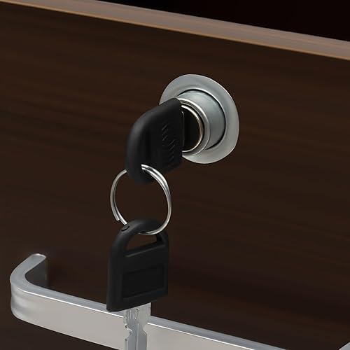 Miniatura 7 de Archivador móvil, 3 cajones debajo del escritorio, archivador de MDF con cerradura, soporte portátil para impresora rodante con 4 ruedas, gabinete