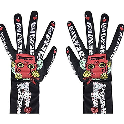 KESYOO 1 par de Luvas de Esqueleto Longas Luvas de Caveira Do Dia Das Bruxas Braço Longo Luvas de De