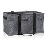 THIRTY-ONE Deluxe Utility Tote in Charcoal Crosshatch - No Monogram - 4441