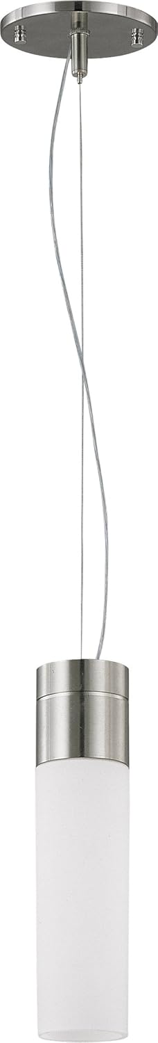 Nuvo Lighting 60/3951 Link 1-Light Damp Rated Tube Pendant with White Glass, Brushed Nickel