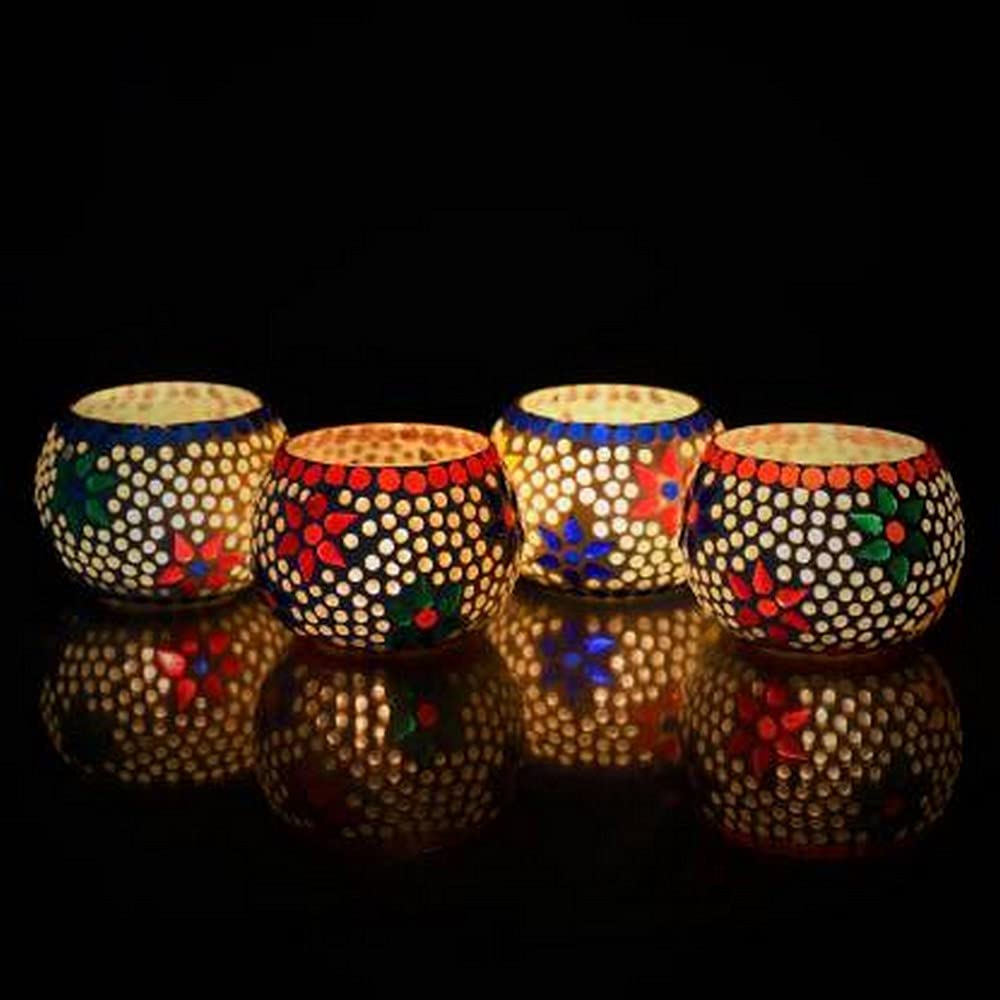 eCraftIndia Set of 2 Mosaic Glass Decorative Tea Light Candle Holders- Tea Light Holders - T Light Candle Holder for Diwali Decoration Items for Home Decor Living Room Bedroom - Christmas Diwali Gifts (B09H7BZZ7V) Amazon Price History, Amazon Price Tracker