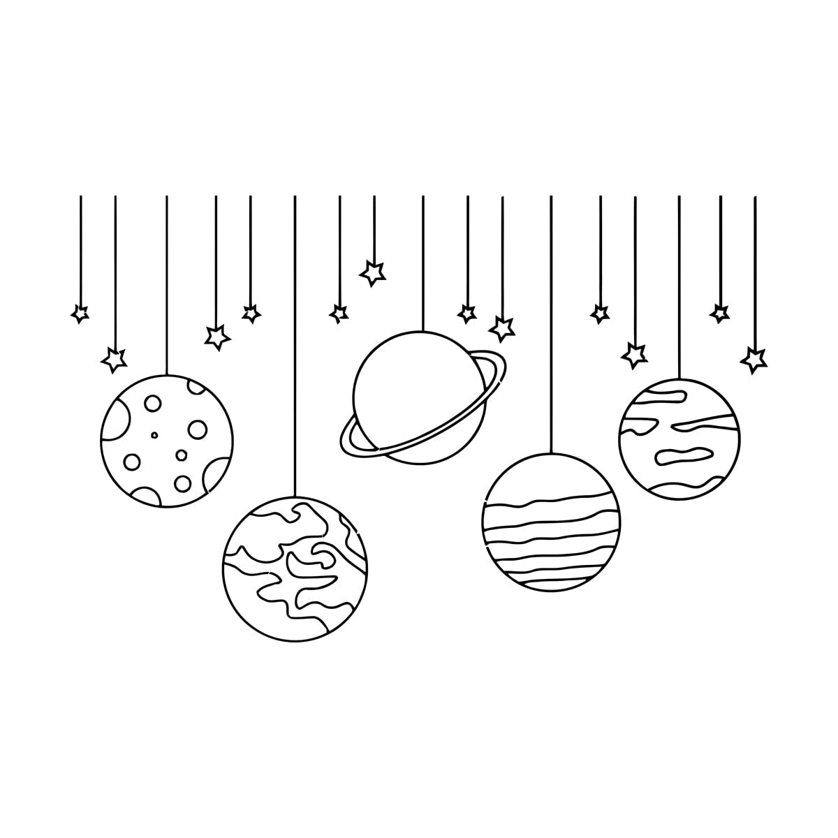 Space Planet Solar System Starry Sky Wall Stickers Paster Paper 32x49.8cm Can Modify and add Information Small Black