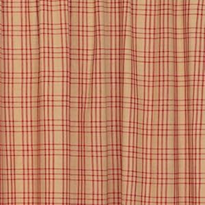 VHC Brands Sawyer Mill Plaid Cotton Farmhouse Kitchen Curtains Rod Pocket Drawstring Ties 36 Inch Prairie Swag Pair Red