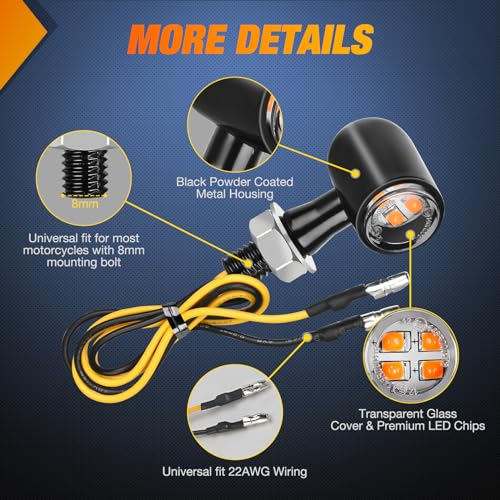 Image of Nilight Motorcycle LED Turn Signal Lights, for Harley Honda Kawasaki Yellow