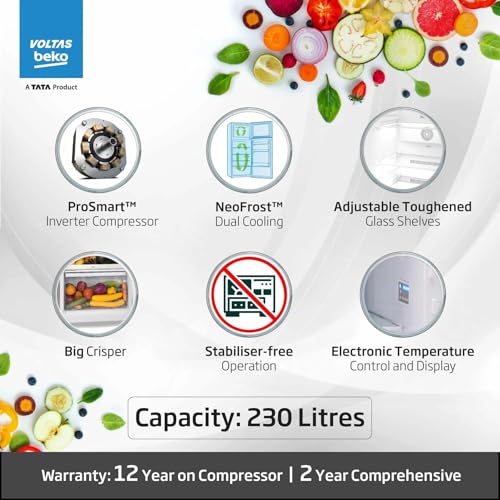 Image of Voltas Beko Voltas 230L 3 Star Double Door Refrigerator RFF270C /WPXBR0I0000GD
