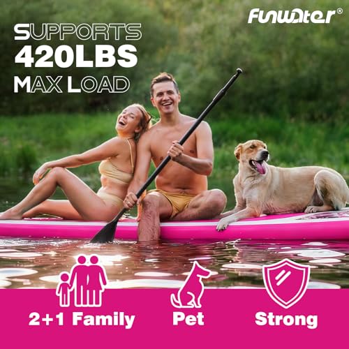 Image of FunWater 11' /10'6 inch Inflatable Stand Up Paddle Board with Premium SUP Paddleboard Accessories, Wide Stable Anti-Slip EVA Deck,Paddle Boards for Adults & Youth of All Skill Levels