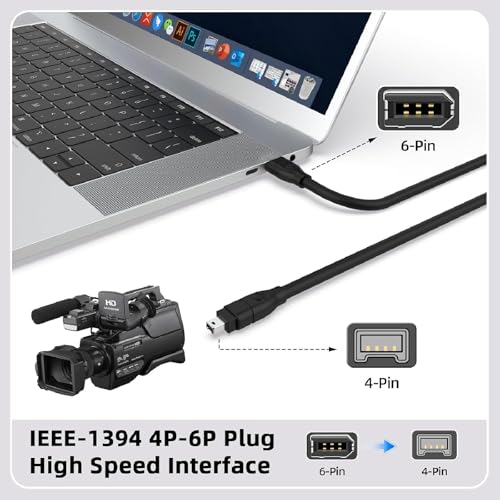 Cable iLink de 4 a 6 pines IEEE 1394 con conectores estables para Canon GL1 GL2 3