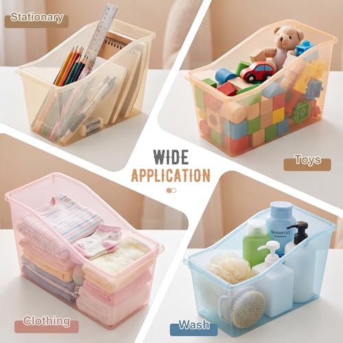 Image of Geetery Plastic Book Bins for Classroom, 12 Pcs, Semitransparent