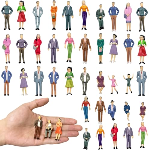 VICDUEKG 30 Pcs Mini People Figurines 1: 30 Scale Painted Miniature Museum People Sitting and...