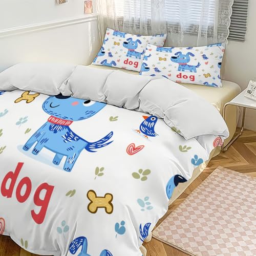 Housse de couette chiot bleu lavable et facile à repasser - 3