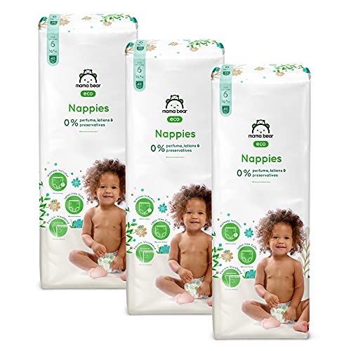 Marca Amazon - Mama Bear Pañales Eco, Talla 6 (16 + kg) - 120 pañales (3 bolsas x 40)