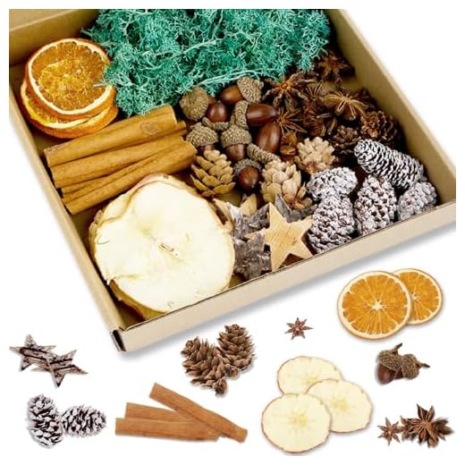 54 Stück Adventskranz Deko, Weihnachtspotpourri Einschließlich Zimtstangen Deko, Tannenzapfen deko, Getrocknete Orangenscheiben Deko, Mooskranz, Adventskränze Eignen Sich für Festliche Anlässe