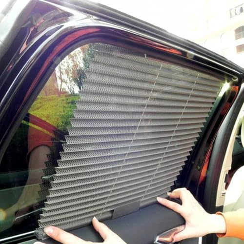 Parasol ventanilla coche beige con cortina de malla retráctil 2