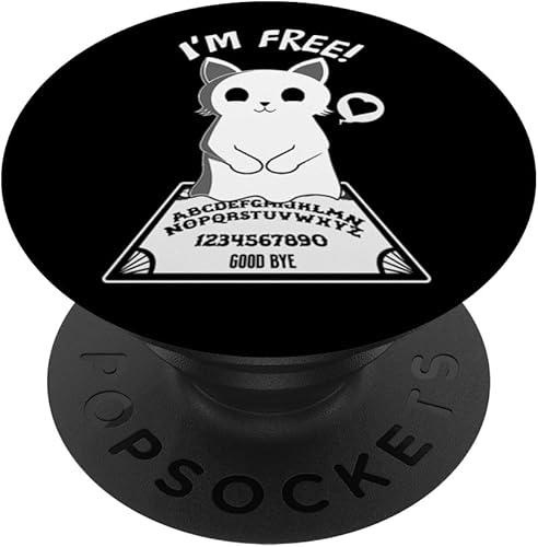 Funny Ghost Cat Spooky Goth Spirits Halloween Ouija Board PopSockets Swappable PopGrip