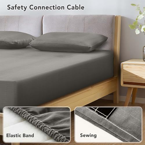 Grounding Sheets King Size - Organic Cotton and Silver Fiber Grounding Fitted Sheet with Grounding Cord Deep Grey Color 80x78 Inch Size - 5