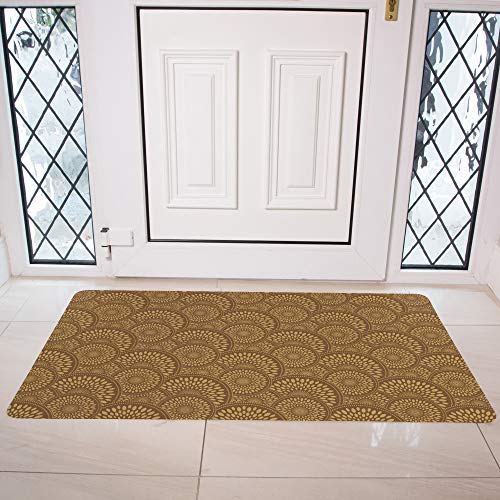 Shape28 Floor Mat Ultra-Thin Kitchen Bathroom Rug With Non Slip Rubber Backing 35X23 Inches Color Mocha Design 1S #TOP6