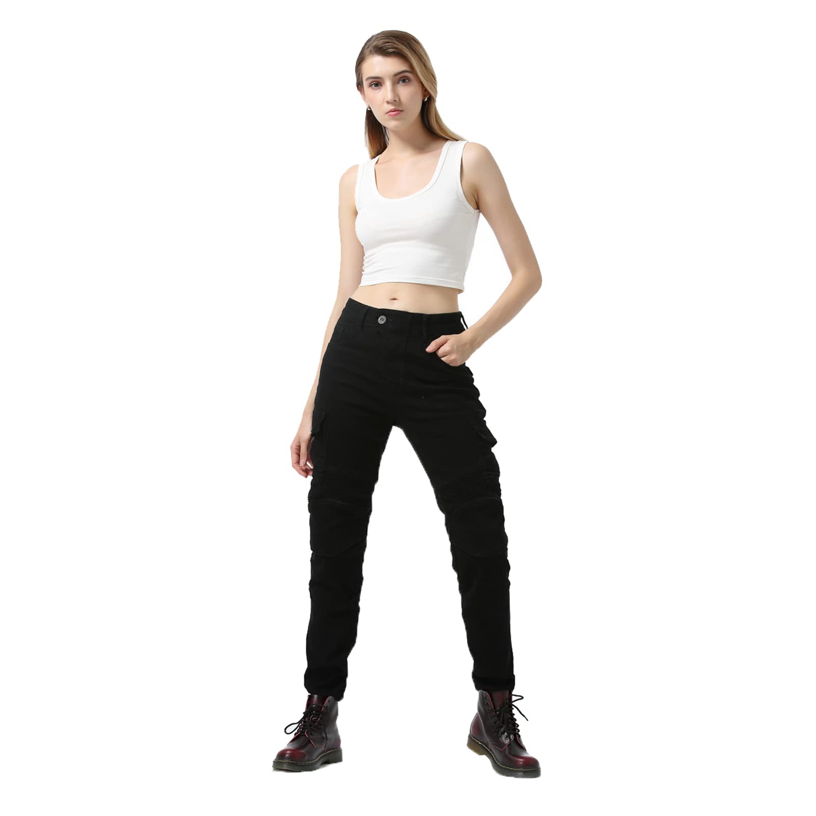 Damen Motorradhose, Motorrad Jeans Biker Trousers, Sportliche Motorrad Hose Fahrrad Riding Schutzhose, Mit Protektoren Motorradhose