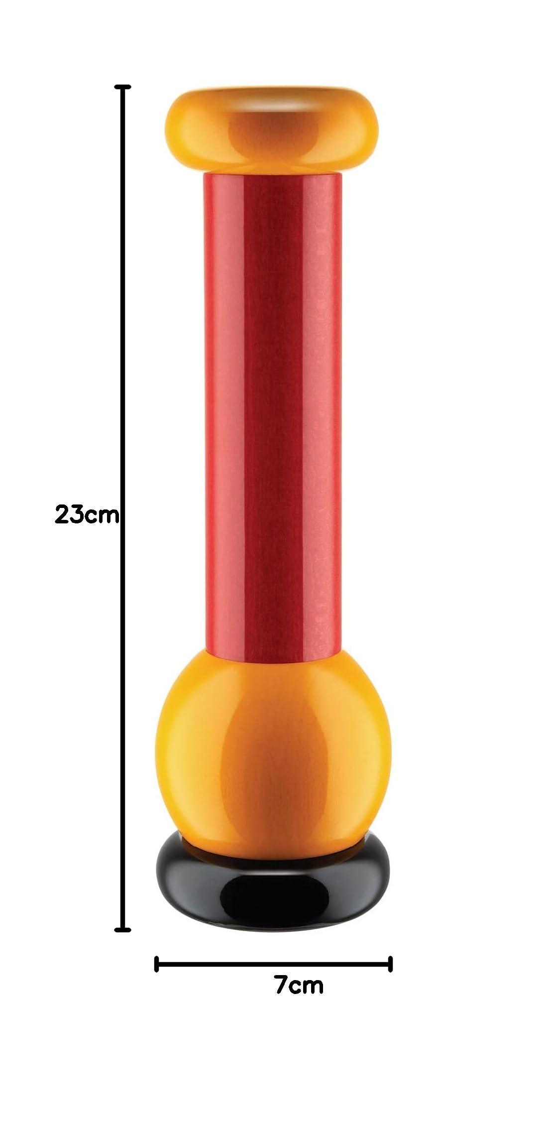 Alessi MP0210 - Macinasale, Pepe e Spezie di Design, in Legno di Faggio, Nero, Giallo e Rosso