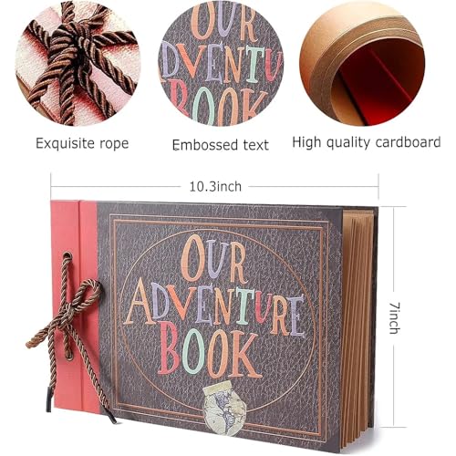 Álbum de fotos DIY de aventura, 40 páginas, hecho a mano, álbum retro de papel kraft para recuerdos, álbum de bodas, aniversario y libro de visitas miniatura 7