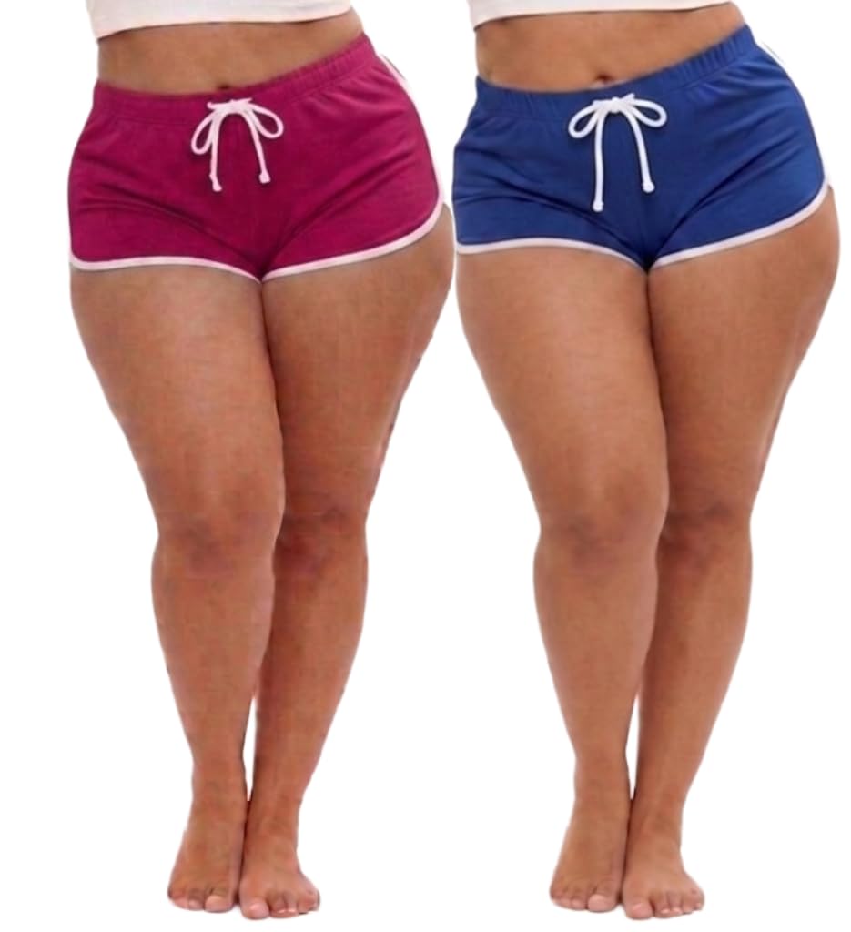 Womens Shorts Cotton High Waist Casual Summer Shorts for Women Stretchable Lycra Sports Gym Running Workout Yoga|Biker Shorts Cycling Shorts Comfortable Casual Wear Bottomwear-Pack of 2-image-19
