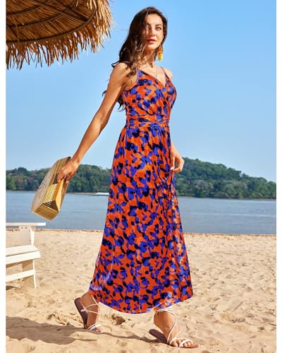 Image of Newshows Women's 2026 Lightweight Summer Wedding Guest Beach Vacation Casual V Neck Split Flowy Maxi Dress
