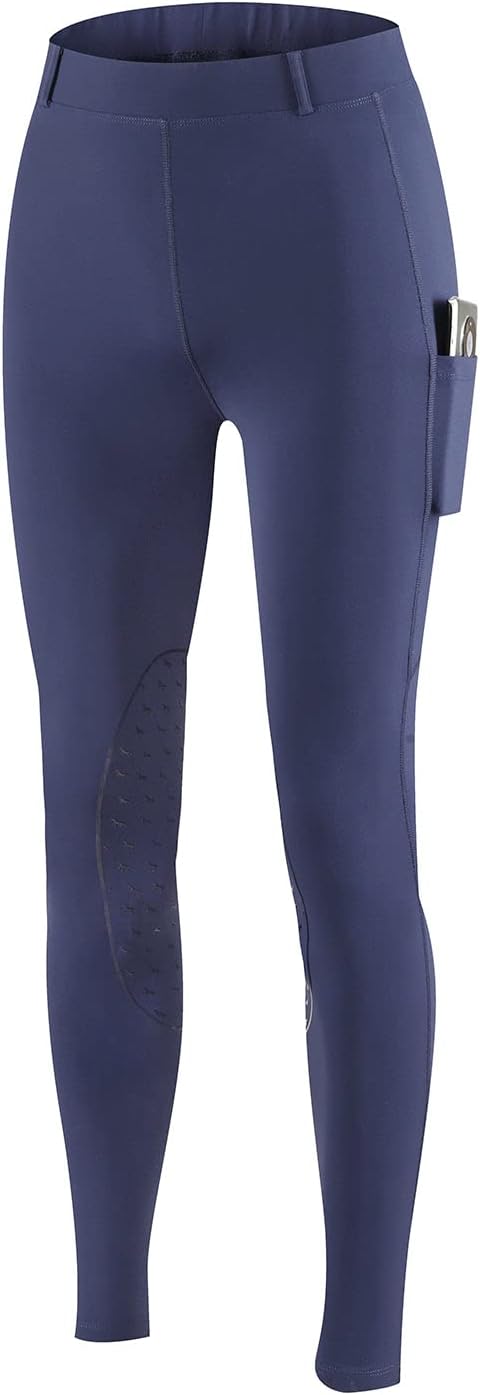 BALEAFWomen's Winter Riding Breeches Equestrian Pants Fleece Horseback Riding Tights Belt Loops Knee-Patch Pockets Leggings