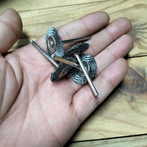 15 peças de escovas de arame de aço inoxidável em forma de T, roda de polimento 1/20.3 cm mandril fe