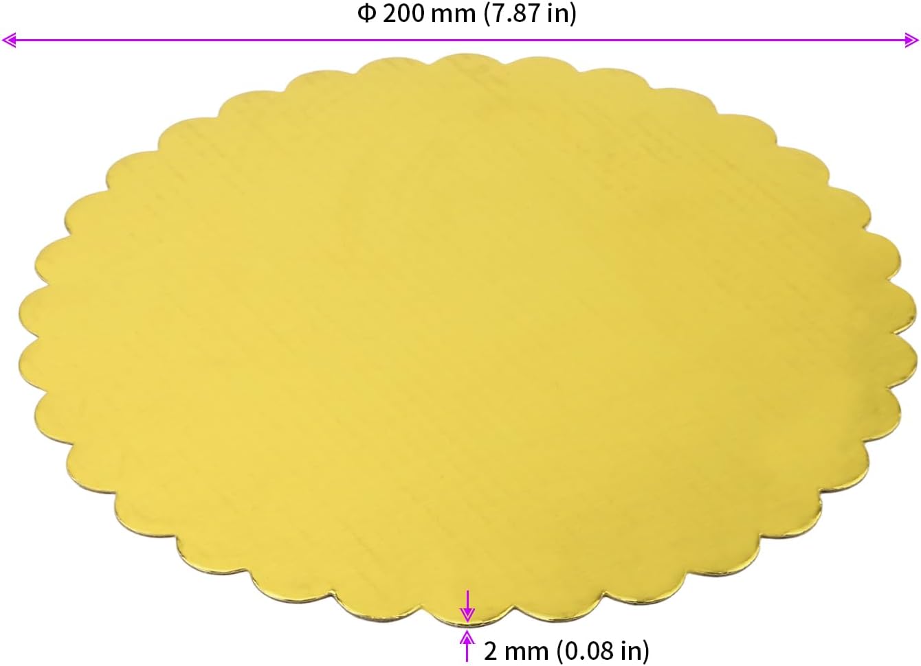 JEUIHAU 60 Pack 8 Inch Round Gold Cake Board,Round Cake Circle Base Board, Sturdy Scalloped Cardboard Base Plates for Dessert Party Decorations