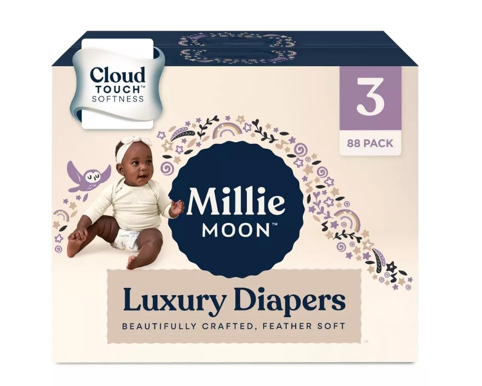 Millie Moon Luxury Diapers (Size-3 and Count-88) White-13 to 24 lbs(Pack of 1)