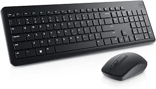 Combo Teclado e Mouse Dell KM3322W Sem Fio, Layout ABNT2 Português (Brasil), Receptor USB 2,4 GHz, Mouse Óptico 1.000 DPI com 3 Botões, Teclas Multimídia, Compatível com PC e Mac, Preto