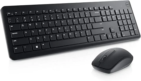 Combo Teclado e Mouse Dell KM3322W Sem Fio, Layout ABNT2 Português (Brasil), Receptor USB 2,4 GHz, Mouse Óptico 1.000 DPI com 3 Botões, Teclas Multimídia, Compatível com PC e Mac, Preto