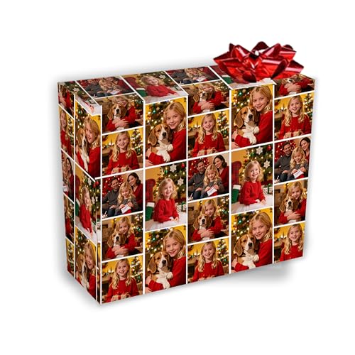 DIYKST Personalized Christmas Birthday Wrapping Paper With Photo Pictures Custom Wrapping Paper Customized Wrap Papers Rolls Funny Xmas Gift for Him Her Boys Girls Mom Dad 58x 23