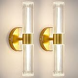 Epinl Gold Wall Sconces Set of Two - Modern Sconces Wall Lighting Acrylic Shade Hardwired 14W 3000K