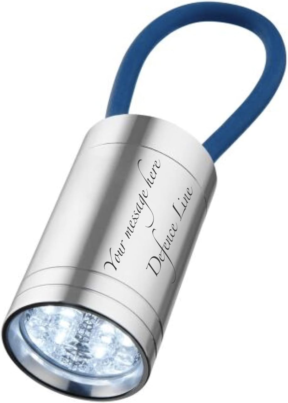 Defence Line Limited Edition - Deep Laser Engraved - Vela 6-LED Torch with Glow Strap - Best Gift - Blue [Energy Class A+++]