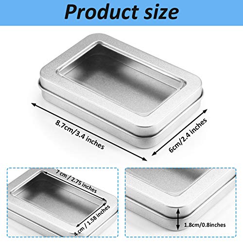 image for TecUnite Metal Tin Box Metal Tins With Lids Clear Top Tins Box Empty S
