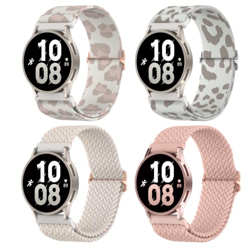 Delidigi Stretchy Galaxy Watch Strap for Samsung Galaxy Watch 7/6/5/5 Pro/4/FE/Active 2 20mm Soft Breathable Nylon Elastic Band Adjustable Comfortable Sport Replacement Strap for Women Men