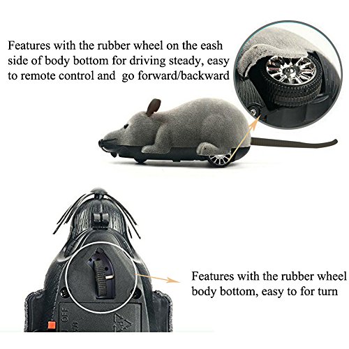Giveme5 Wireless Remote Control Mock Fake Rat Mouse Mice Rc Toy Prank Joke Scary Trick Bugs For Party And For Cat Puppy Funny Toy (Gray) #TOP4