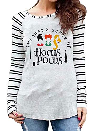 Plus Size Funny Halloween Shirt for Women Halloween Raglan Baseball Tee Shirt Top Plus Size (L, Hocus Pocus-D)