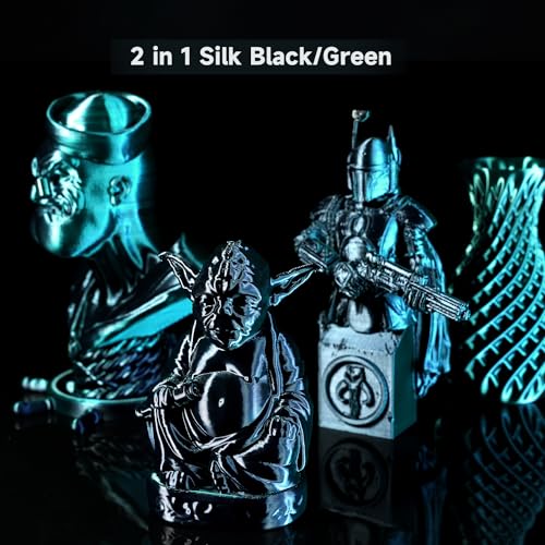 Image of Gratkit Silk Dual Color PLA Filament, Coextrusion PLA Filament 1.75mm, + /-0.03mm,2 * 1KG /Roll, Silk PLA Black & Green 2KG