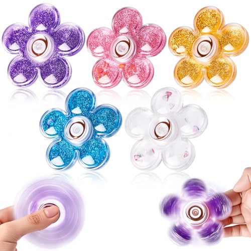 FIGROL 5 Pack Glitter Fidget Spinners, Sensory Fidget Toys for Stress Relief, Fidget Spinners for Kids, Teens, Boys & Girls, Party Favors Gifts for Kids by FIGROL - Used condition - US$6.33