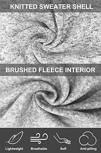 Cozziplus Women Zip Up Sweater Jacket With Fleece Interior, Warm Knitted Fleece Jacket With Pockets (Grey Heather, Small) #TOP3