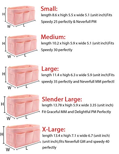 Lexsion Felt Handbag Organizer,Insert Purse Organizer Fits Speedy Neverfull 8001 Pink L #TOP6