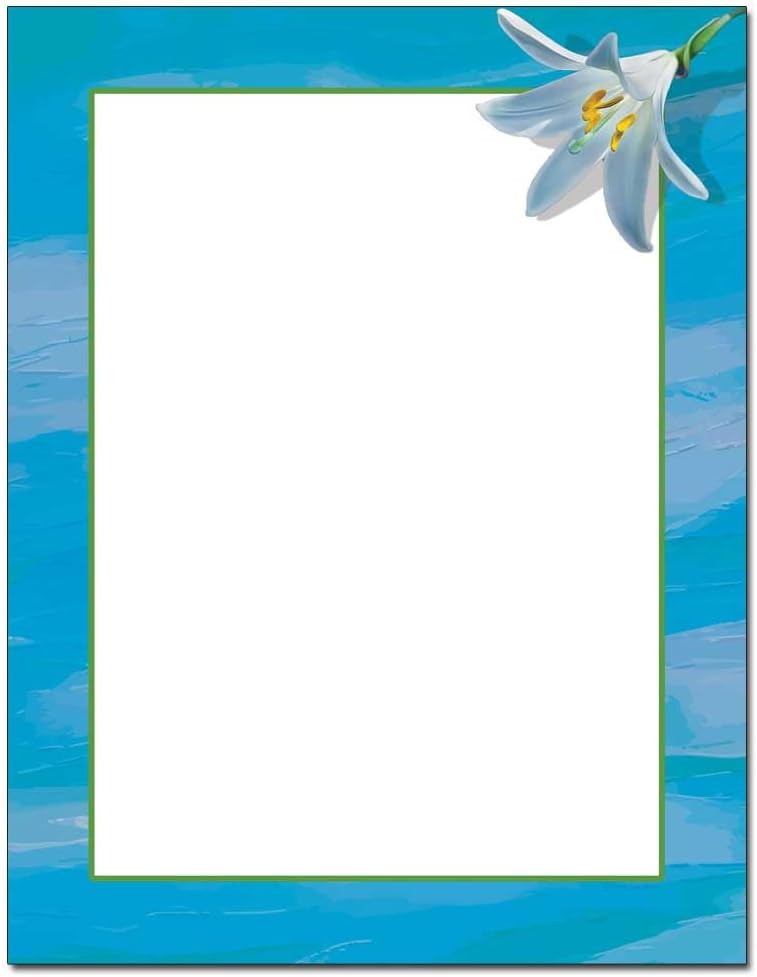 Lily Drop 100 Pack - 8.5 x 11 Inch Printable Letterhead - Laser and Inkjet Printer Compatible