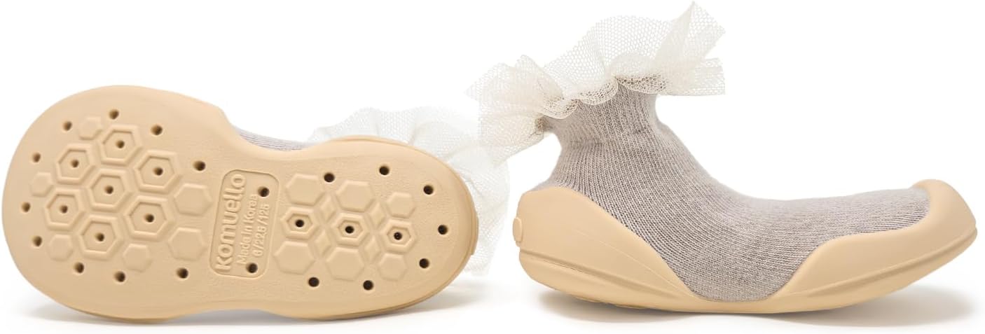 Komuello Toddler Shoes for Girls – Breathable, Washable, Non-Slip Sock Shoes with Air Cushion Sole – Durable, Stay-On, Indoor/Outdoor, BPA-Free