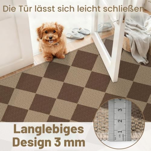 Capslpad Teppich Läufer Flur 80x200cm Waschbar Teppichläufer, Raute-braun – Ansicht 3