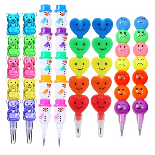 Acfun 8 lápices apilables con diseño divertido miniatura 1