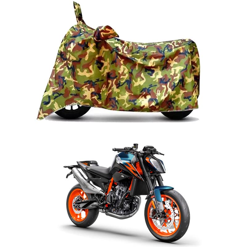 Image of Waterproof 100% PVC Coated Full Bike Scooty Two Wheeler Body Cover Compatible for KTM 890 Duke R /UV-Rays /Heat Protection /Birds Dropping /Scratchproof /Dust Proof s[6X6 Jungle Print]