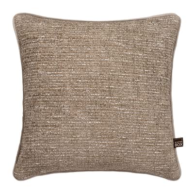 Scatter Box Beckett Textured Woven Jacquard Feather Filled Piped Edge Cushion, Natural/Mink, 43 x 43 Cm