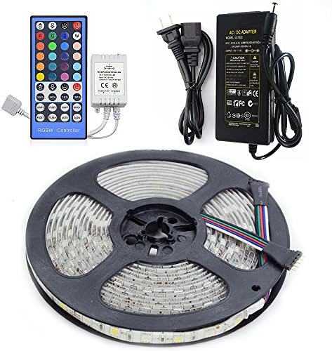 SINOMANN@RGBW LED Strip Lighting Kit 16.4ft 5M 5050 300leds waterproof Color Changing RGBW LED Flexible Lights + 40Key RGBW Remote Controller + 12V 5A Power Supply