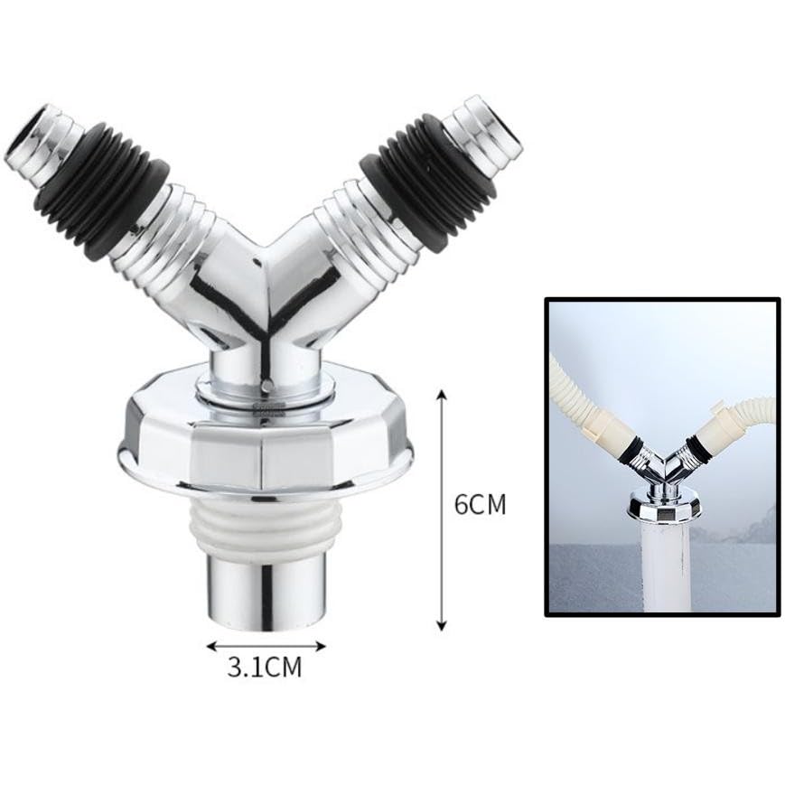 Image of Bathroom Floor Drain Connector | Water Drain Anti Core Overflow Elbow Outlet Pipe Connector for Washing Machine | Backflow Preventer Drainer (Y-Shape Coupling)